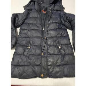 oe Fresh Juniors M/M Black Hooded Puffer Jacket – Zip Front Quilted Coat